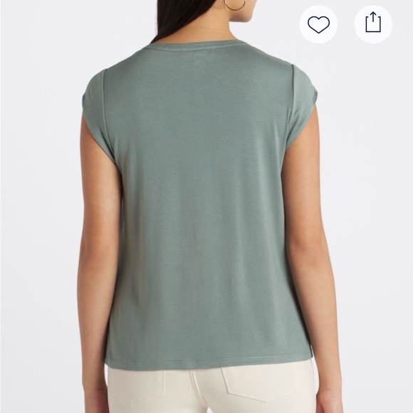 NWT Les Serein-Sleeve Smocked Yoke Top in Sage Green - Picture 2 of 6